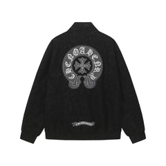 Chrome-Hearts Horseshoe Cross Jacket - Black Street Embroidered Coat 8800