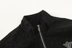 Chrome-Hearts Horseshoe Cross Jacket - Black Street Embroidered Coat 8800