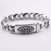 chrome hearts 925 Sterling silver Floral Cross Diamond ID Bracelet