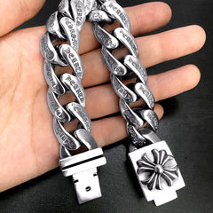 Chrome Hearts Retro Plus Cross Box ID Classica chain Bracelet 925 Sterling silver