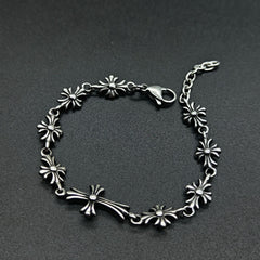 Chrome Hearts 925 Sterling silver cross flower skull splicing bracelet