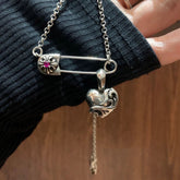 Chrome Hearts vine cute pink diamond brooch heart necklace