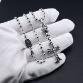 Chrome Hearts classic diamond round bead cross necklace