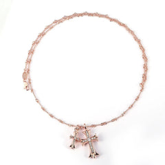 Chrome Hearts double cross diamond Bamboo Necklace