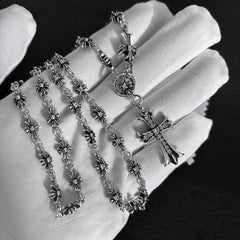 Chrome Hearts large and small cross inlaid with white diamond necklace