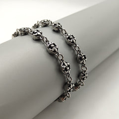 Chrome Hearts anchor flower ball Silver Sterling 925 bracelet