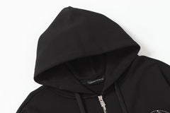 Chrome-Hearts Colorful Rhinestone Hoodie - Black Gothic Street Sweatshirt 2608