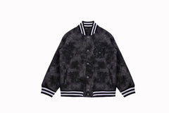 Chrome-Hearts Fleur-de-lis Patch Varsity Jacket - Grey Tie-dye Outerwear A5588