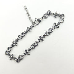 Chrome Hearts 925 Silver Tiny E CH Cross Bracelet