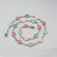 Chrome Hearts anchor cross flower pattern enamel drip necklace